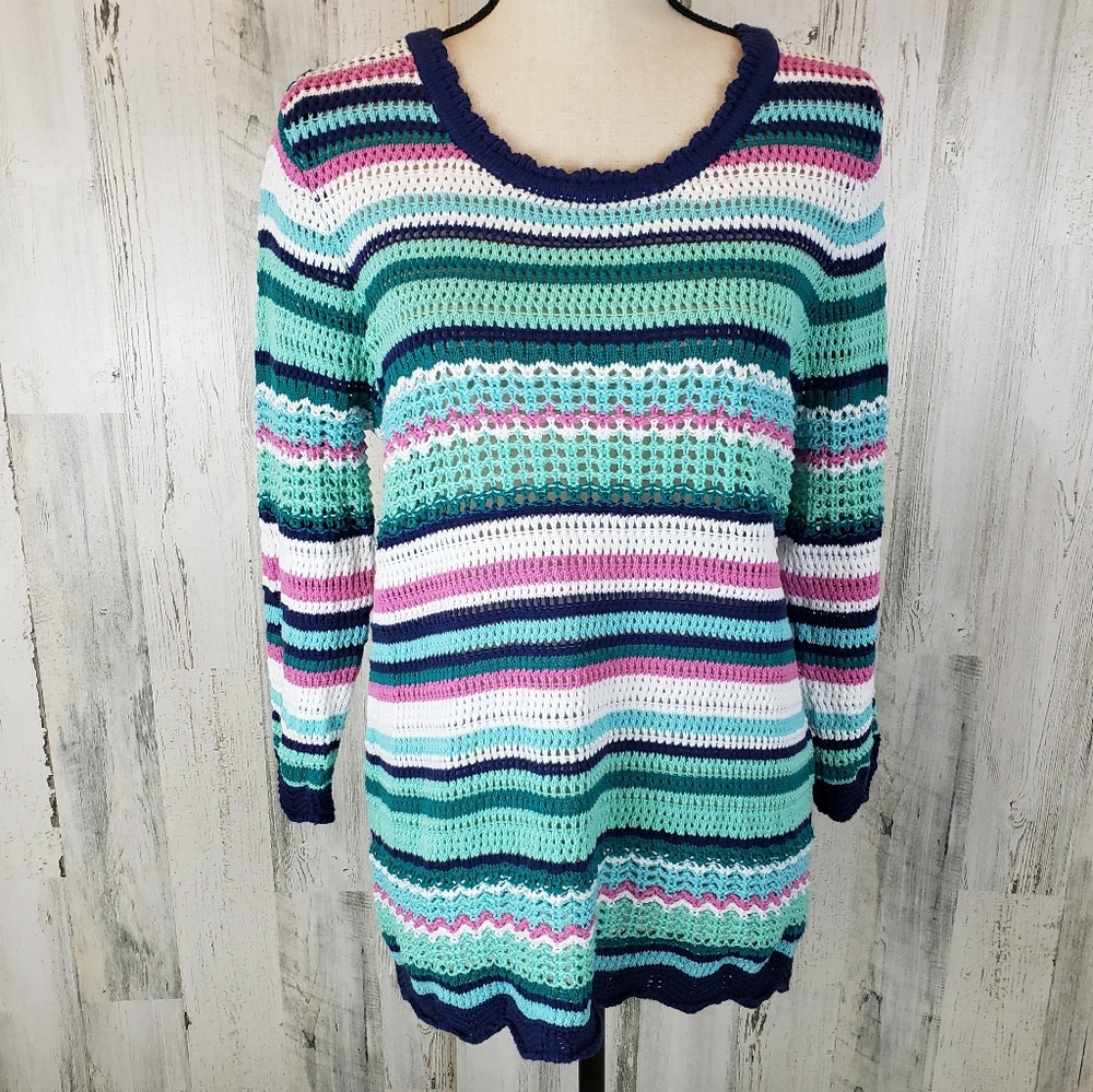 Appleseed's Striped Sweater Size Large